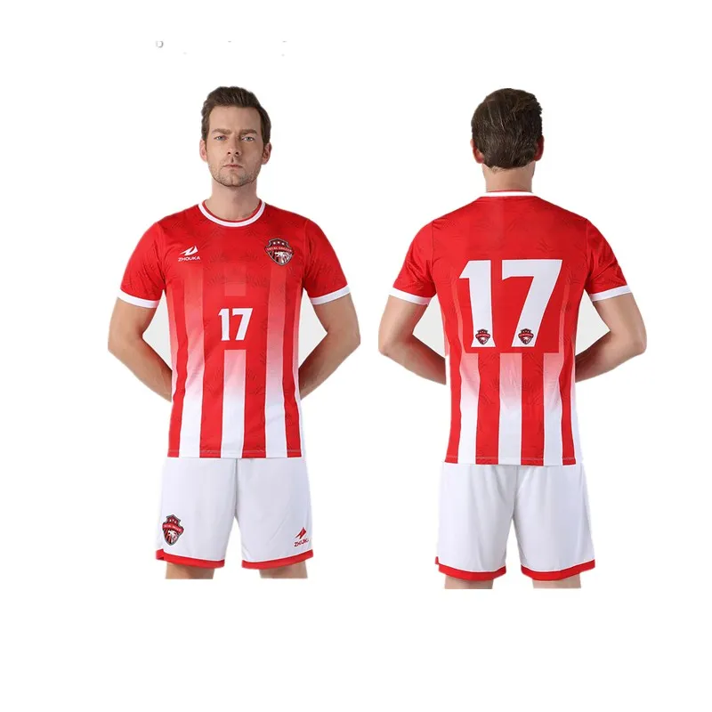 18, 19 новых трикотажных комплектов для футбола, Футбольная форма Camiseta, полностью сублимационная одежда для футбола в красную и белую полоску, футбольные майки - Цвет: Custom Name Number