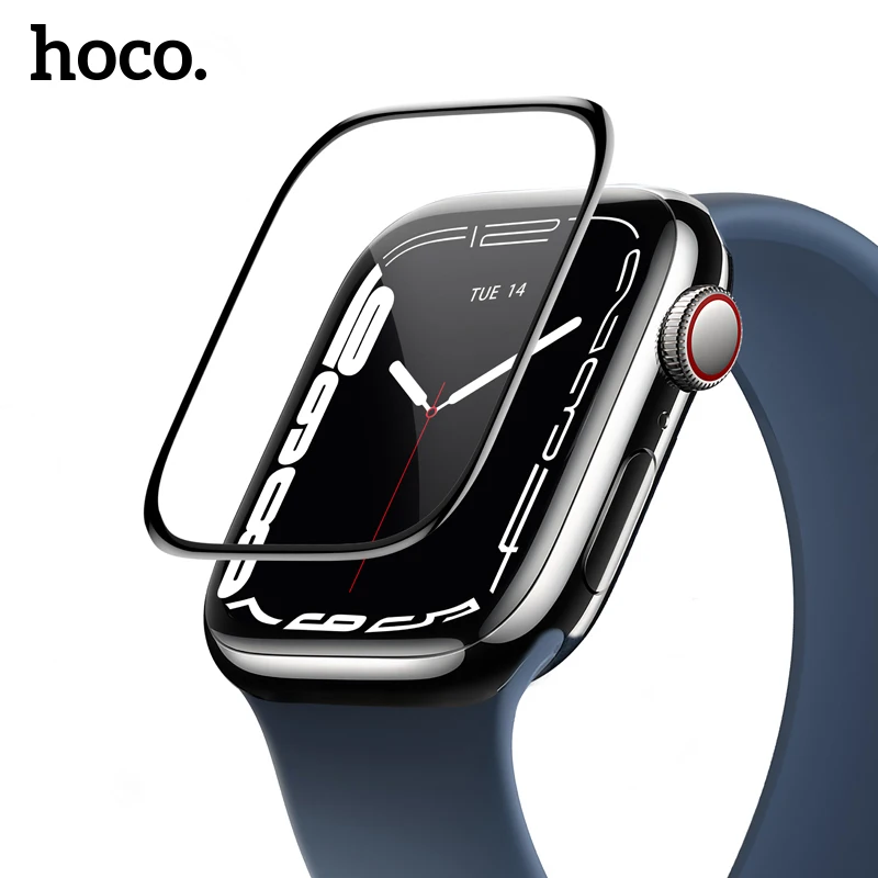 

3D изогнутая защита экрана HOCO для Apple iWatch 4 5 6 SE, полное покрытие, Защитное стекло для Apple Watch серии 7, 41 мм, 45 мм, пленка