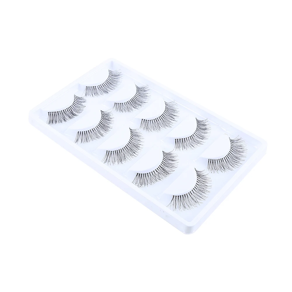 ELECOOL Soft 5Pairs/set Handmade Fiber Eyelashes Extensions Long Cross Thick Fake False Eye Lashes Maquiagem Cosmetic Tool