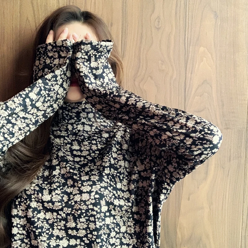 Женская водолазка Элегантные Новые пуловеры с принтом офисные женские весенние