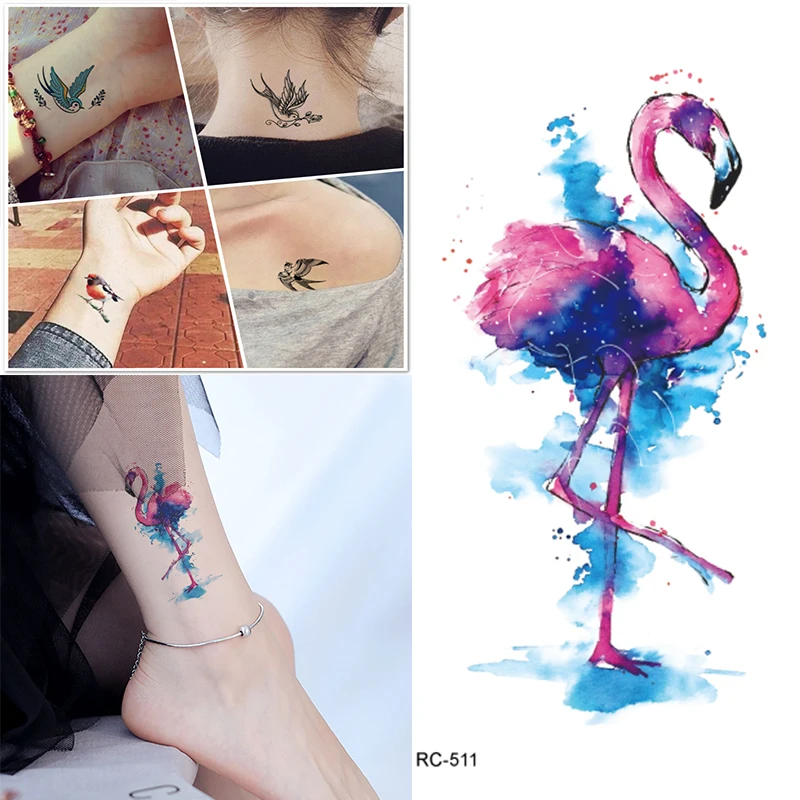 Водостойкая Временная тату-наклейка фламинго животное птица сова для любви