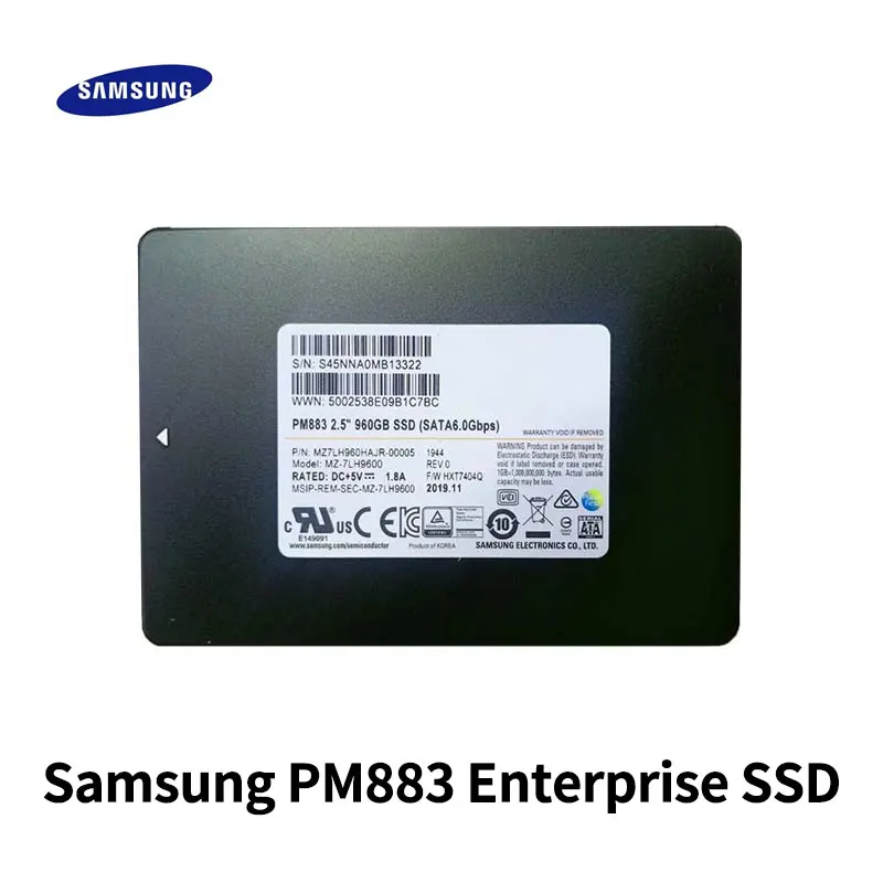 

Внутренний твердотельный накопитель SAMSUNG серии PM883, 480 ГБ, 960 ГБ, ТБ, 1,9 ТБ, SATA, 6 Гб/с, 3,8 дюйма