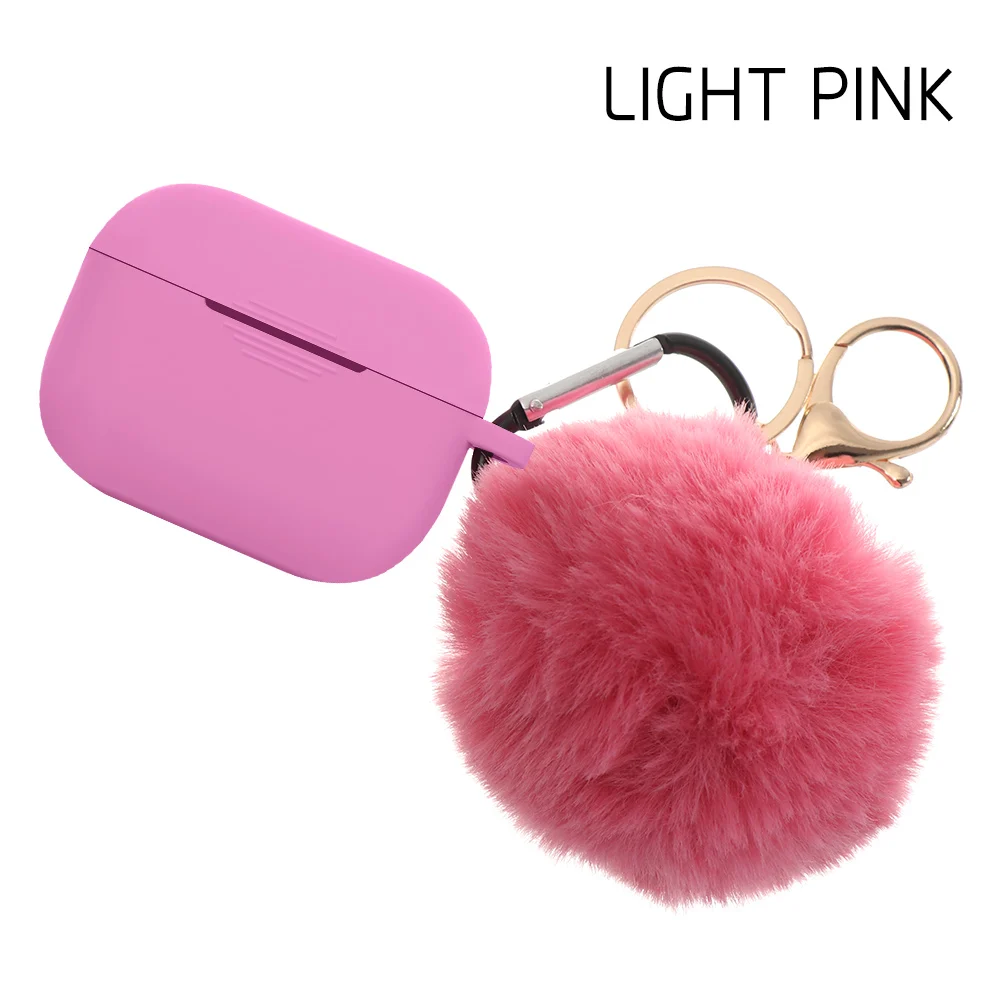 light pink for Pro Чехол для наушников, защитный чехол, силиконовый чехол, милый меховой шарик, брелок для Airpods 1/2 Pro, аксессуары, карамельный цвет - Цвет: light pink for Pro
