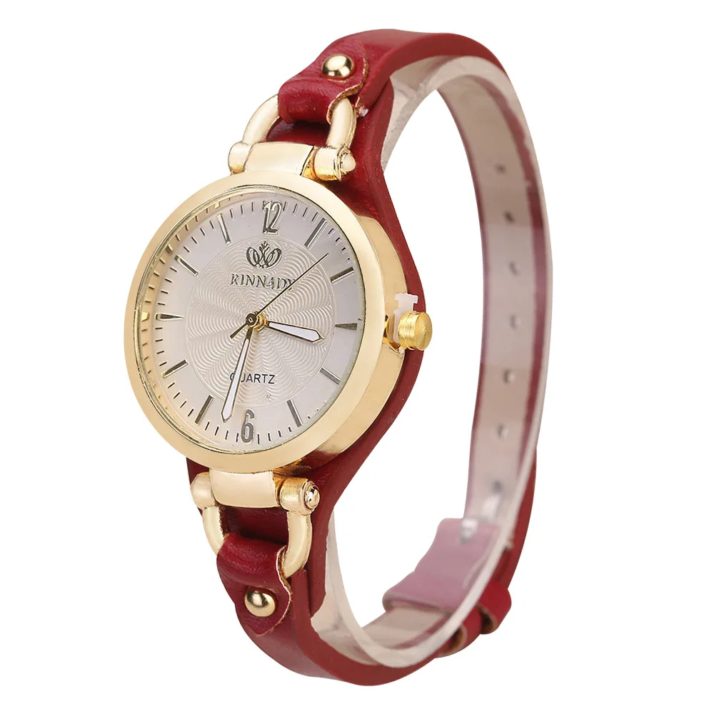Punk new rivet ladies casual candy color thin belt pu leather quartz watch women wholesale | Наручные часы