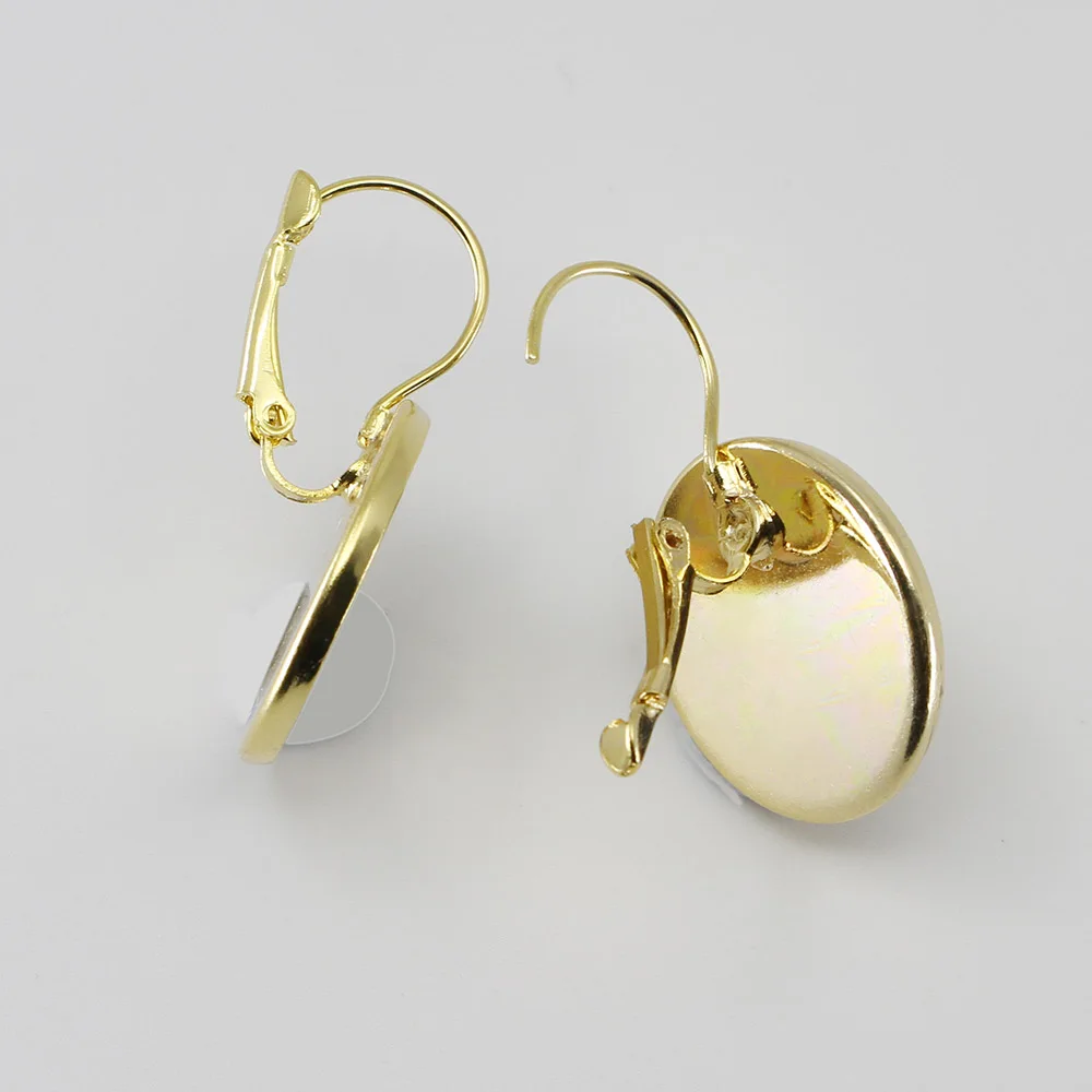 

10Pcs/lot 8-25mm French Lever With Blank Earring Base Cameo Bezels Tray Cabochon Earring Setting For Jewelry Making Accessories