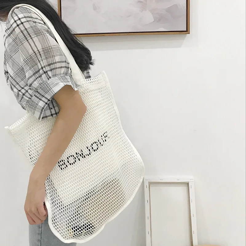 Youda 2019 Новая женская пляжная сумка с принтом полые сетчатая сумочка большие