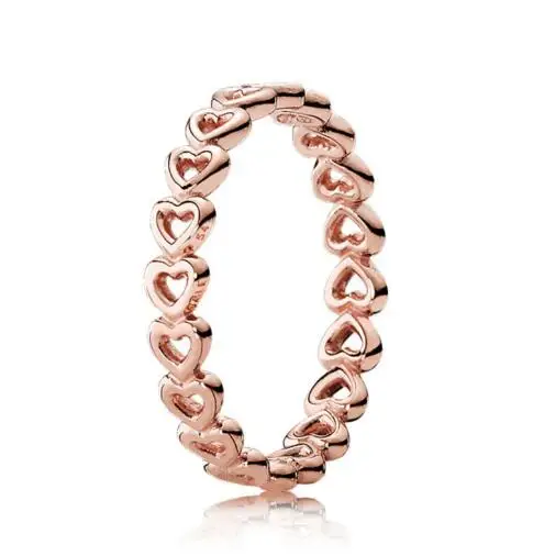 

925 Sterling Silver pan Ring Rose Linked Love Ring For Women Wedding Anniversary Party Gift Lady Fashion Jewelry