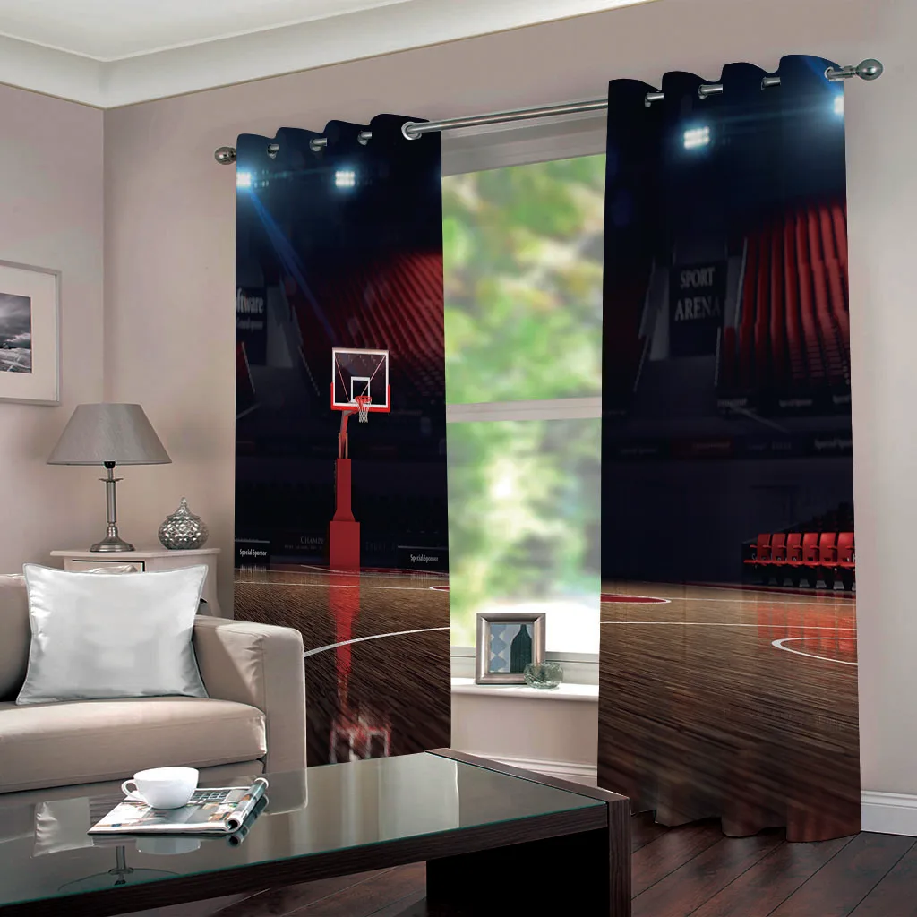 Занавески SOFTBATF с принтом баскетбольной площадки затемняющие шторы тканевые