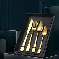 4 pcs gold dinnerware set stainless steel tableware set knife fork spoon luxury cutlery set kitchen flatware dishwasher safe