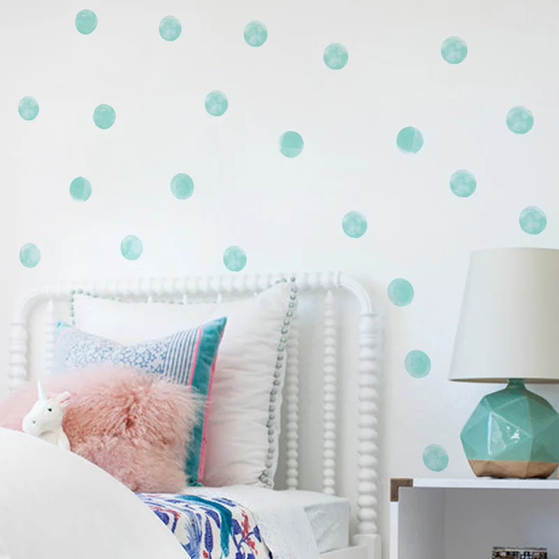 

Watercolor Mint Green Dot Wall Sticker Home Room Decoration Accessories for Kids Baby Shower pegatinas de pared