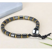 high quality natural hematite stone gems beads hand weave bracelet jewelry wk278