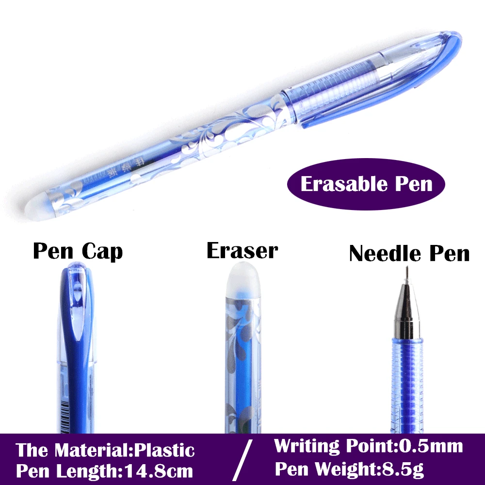 

54Pcs/Set Erasable Gel Pen Refills 0.5mm Washable Handle Magic Erasable Ball Pens for School Pen Writing Tools Kawaii Stationery
