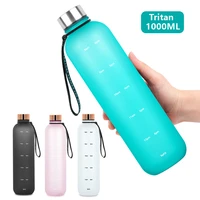 frosted plastic sports gym water bottle with timer mark tritan material protein shaker drinkware drinking bottle juice tea cup