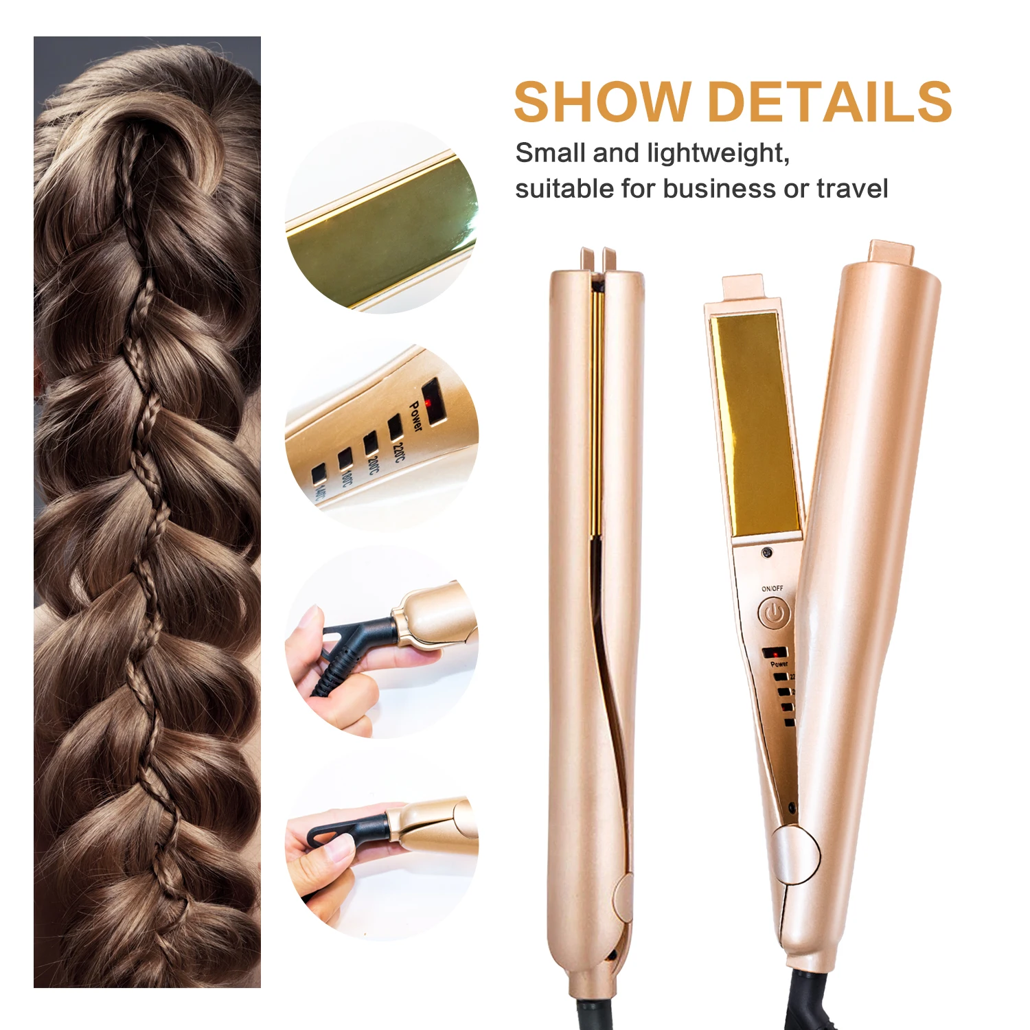 

Electric Flat Iron Hair Straightener&Curler 2 In 1 Twisted Hair Styling Tools Smoothing Iron Negative Straighteners Hair Crimp