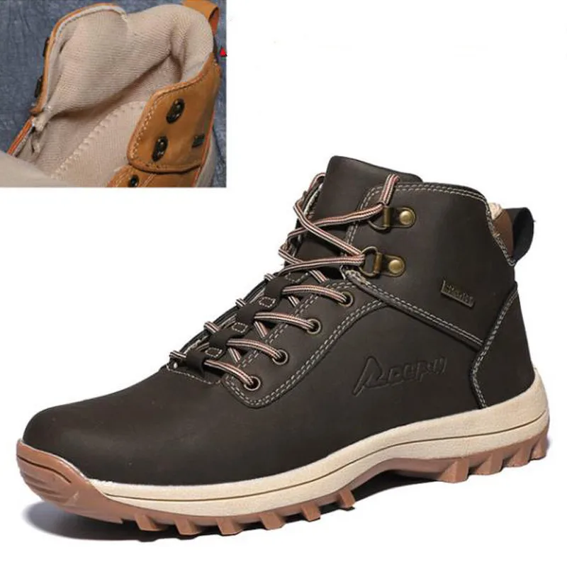 

men boots winter shoes with fur 2019 fashion leather shoes Mans footwear Casual Ankle boots man winter sneakers plus size 39-48