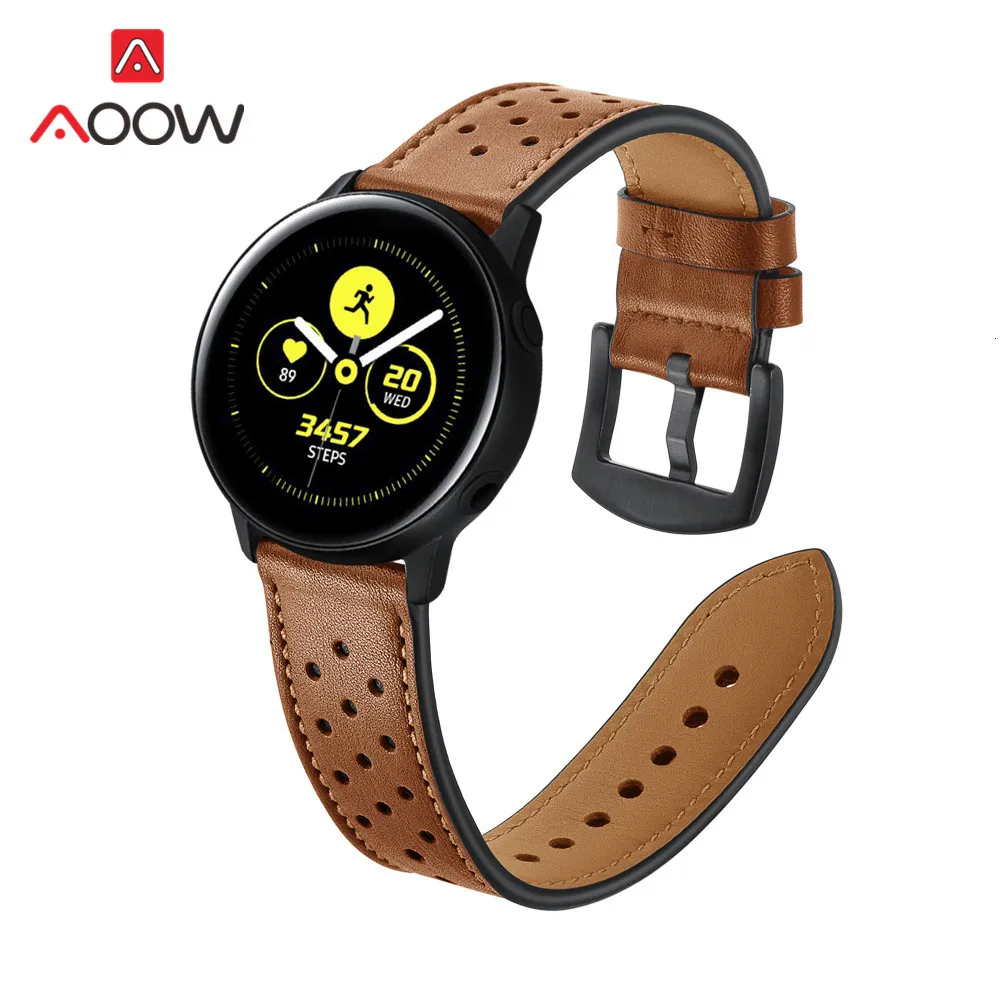 20 мм ремешок из натуральной кожи для samsung Galaxy Watch Active 42 мм gear S2 huawei Garmin Amazfit BIP быстросъемный браслет
