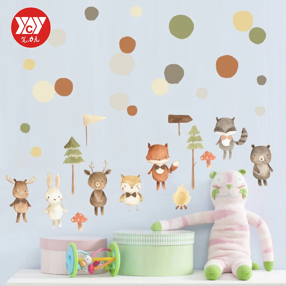 Nordic Стиль с мультяшной белкой лисьим и кроличьим наклейки на стену для детских