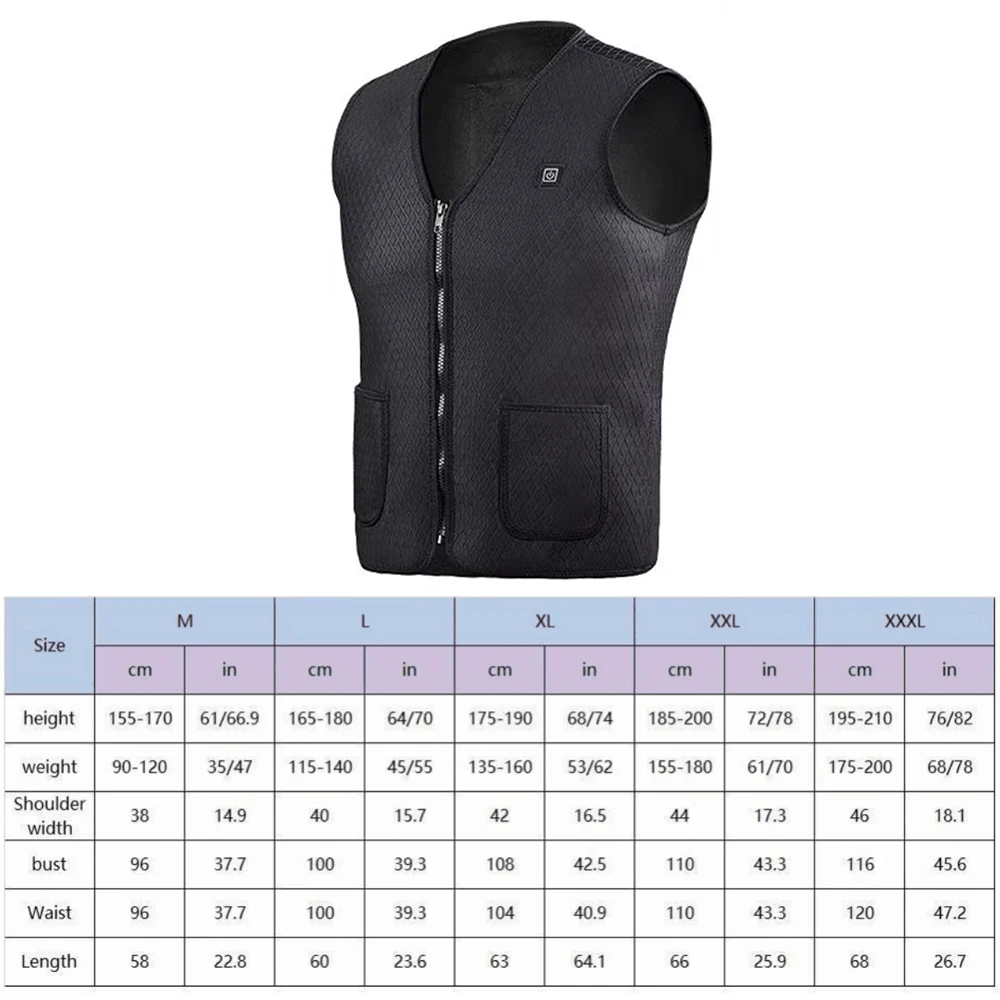 

Heating Vest USB Charging Heating Vest Intelligent Electric Heating Vest Heating Clothes Submersible Black