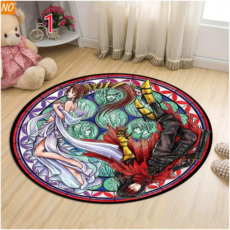 

Final Fantasy Kingdom Hearts Decorative Carpet Round Flannel Cartoon Rug Modern Home Living Room Floor Mat Bedroom Rug