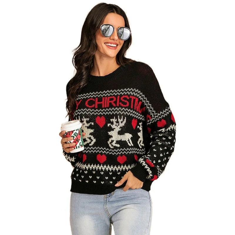 

Knitted Christmas Sweater Female 2020 O-Neck Cotton Casual Pullover Long Sleeve Top Autumn Winter Women's Sweaters