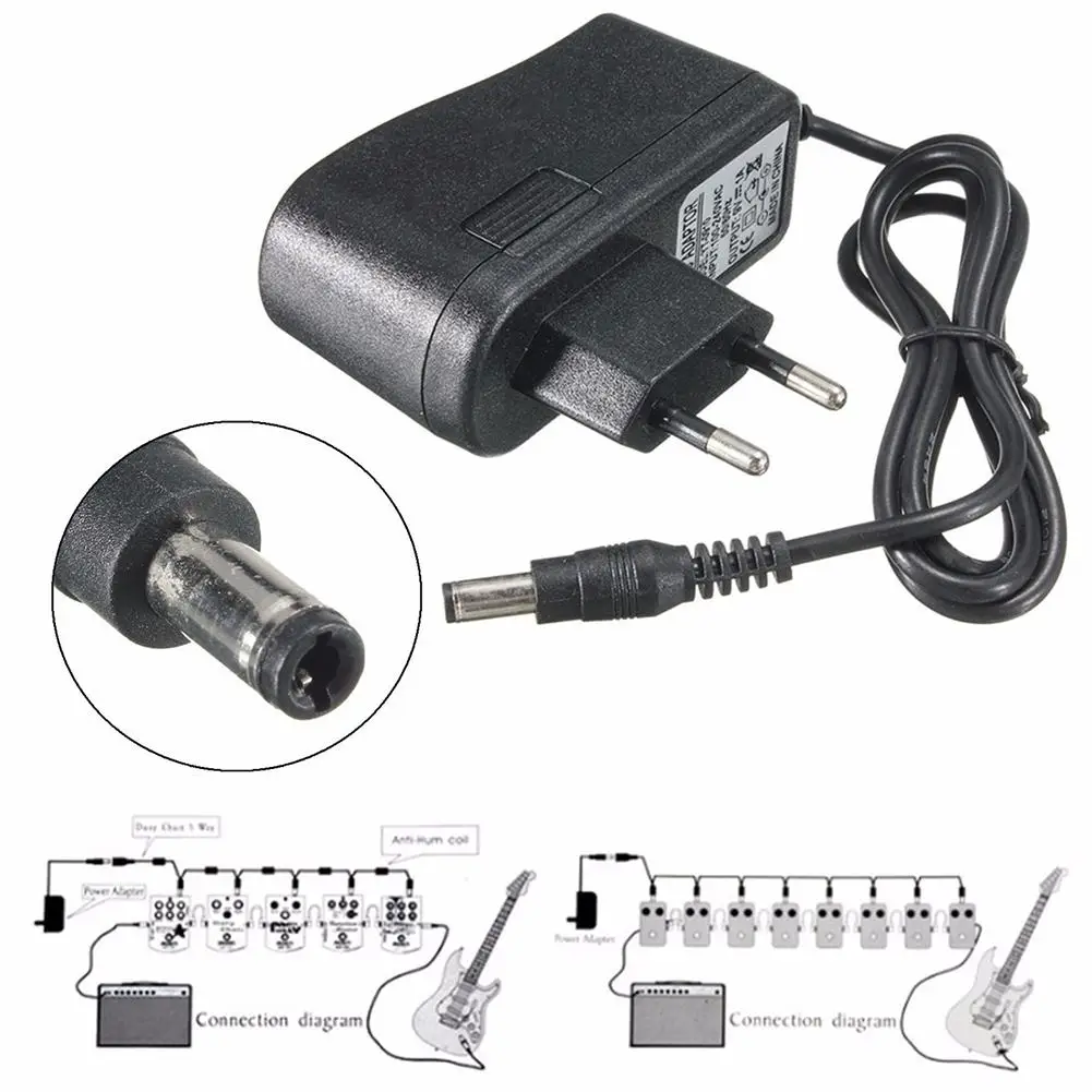 

9V 1A Pedal Power Adapter Power Supply Adapter Guitar Effect Replacement Adapter Charger for Stompbox Power Adapter EU/UK Plug