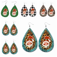 earrings christmas santa leaopard gnomes printed faux leather earrings gifts for merry christmas stock bulk wholesale