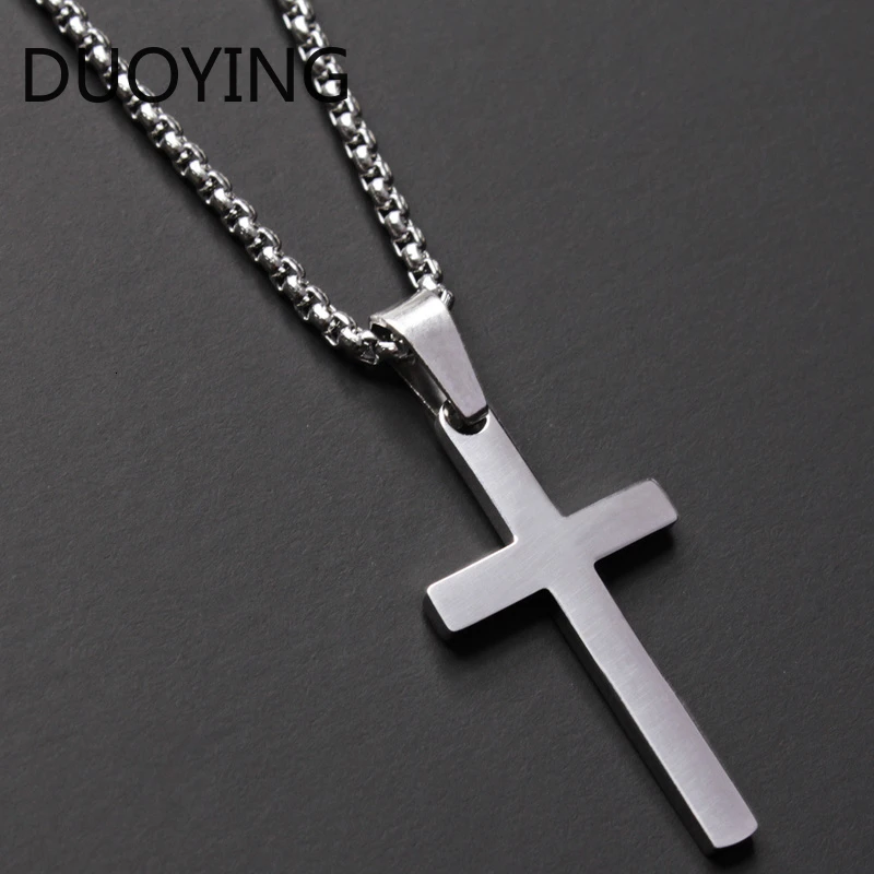DuoYing 2019 Fashion New Stainless Steel Chain Pendant Necklace For Men Classic Cross Gold &amp Silver Jewelry Gift | Украшения и