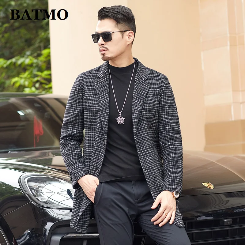 BATMO 2020 Новое поступление осенний шерстяной клетчатый Повседневный Тренч для