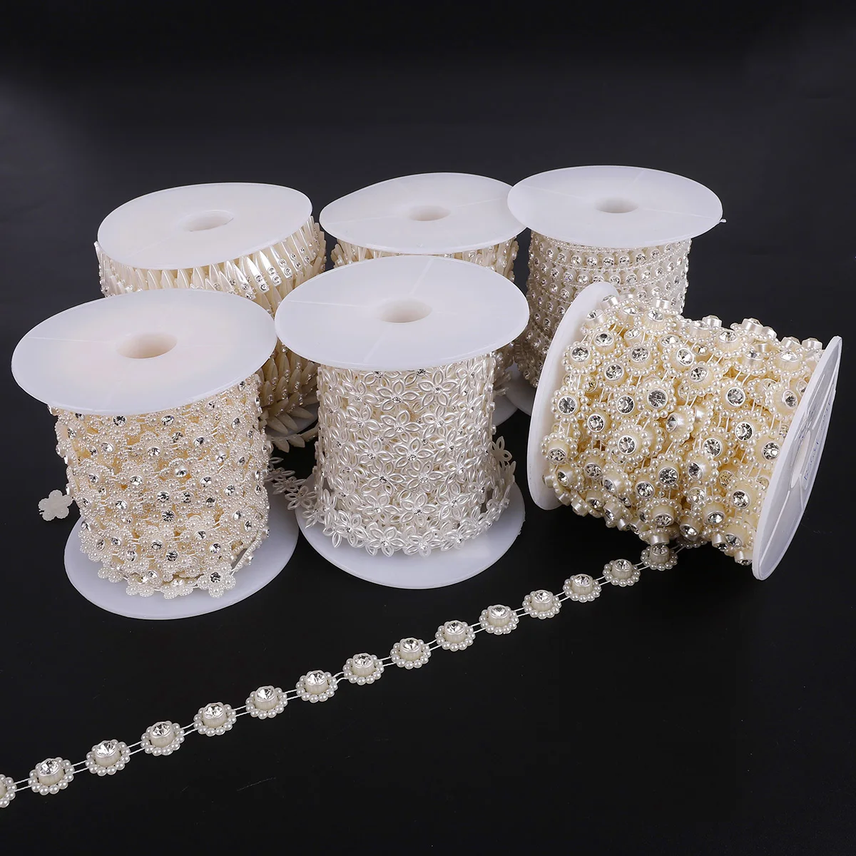 1 2 м/лот ABS имитация жемчуга цветочные бусины цепочка отделка линии Кристалл