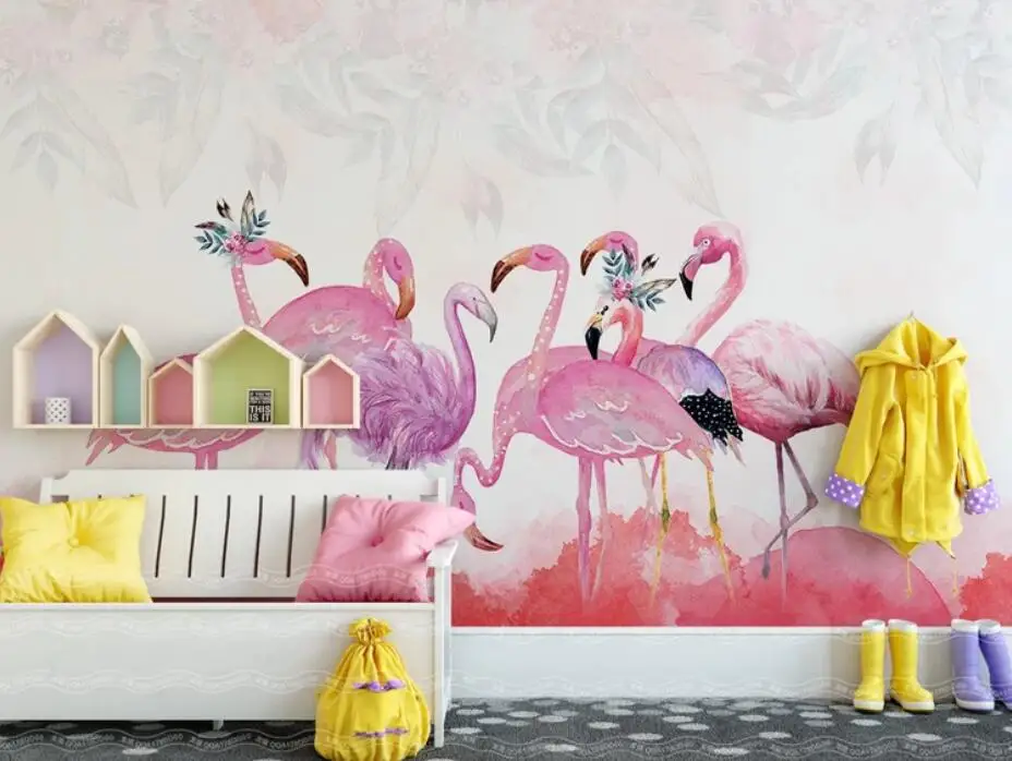 3D обои с фламинго Настенные для дома настенные наклейки гостиной спальни ручная