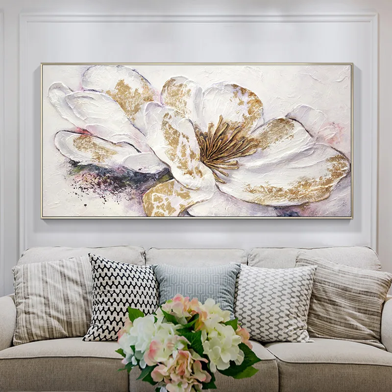 

Simple Horizontal Version Of The Living Room hand-painted Oil Paintings Of Flowers Den Restaurant Entrance Corridor Wall Paintin