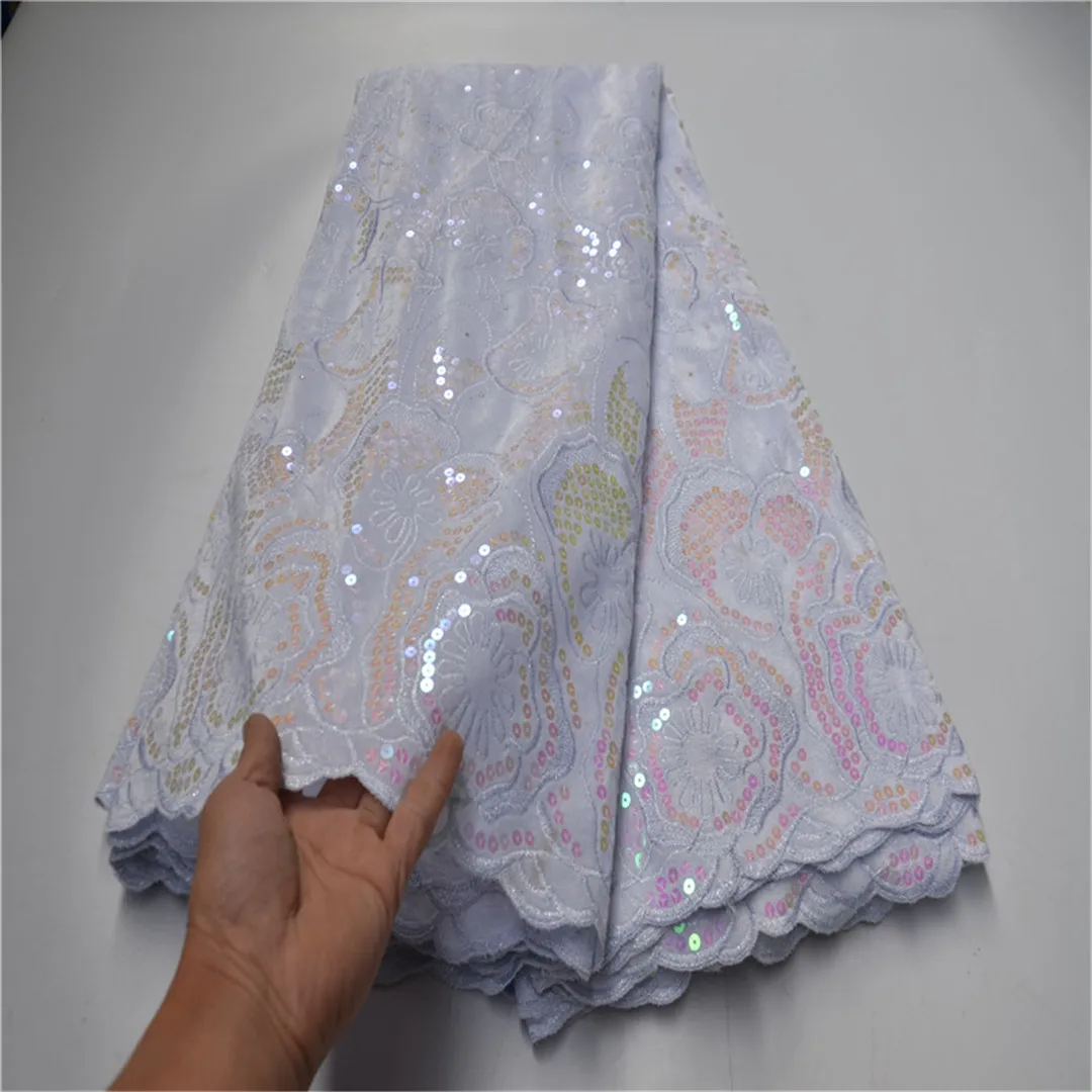 Африканская кружевная ткань белого цвета Высококачественная африканская
