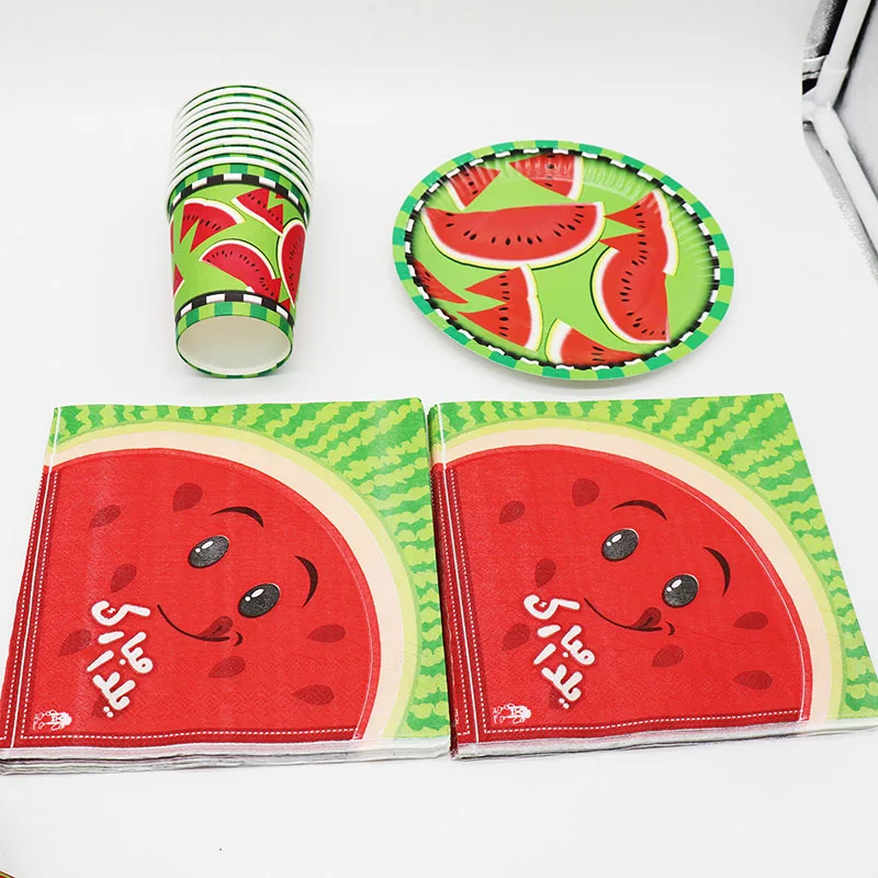 60 шт./упак. одноразовая посуда набор Арбуз вечерние украшения Арбузные тарелки