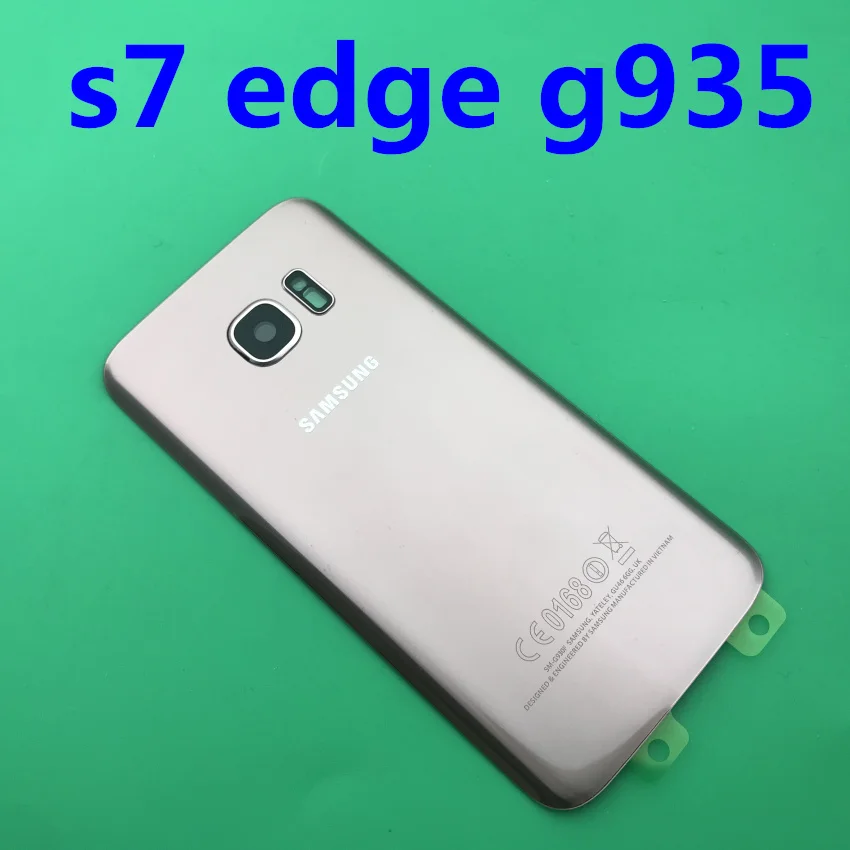 Samsung Galaxy S7 edge оригинальная Задняя крышка батареи G930 G930F чехол G935 G935F задняя дверь корпус стеклянная панель Запасная часть - Цвет: s7 edge rose gold