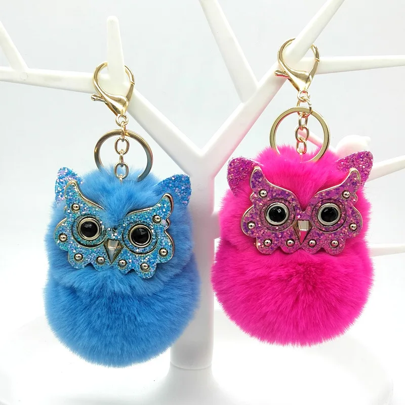 

Cute Owl Plush Keychain Animal Trinkets Backpack Pendant Pompom Keychains For Phone Bag Car Fluffy Key Ring Soft Toys Xmas Gifts
