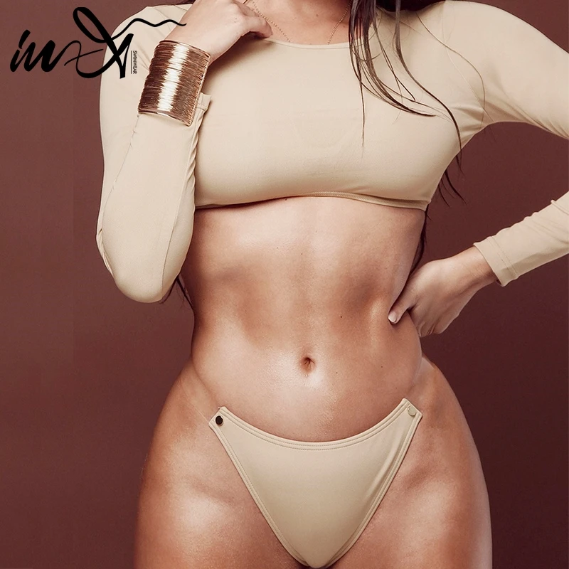 In X прозрачный ремешок бикини 2019 сексуальный короткий топ с длинными рукавами