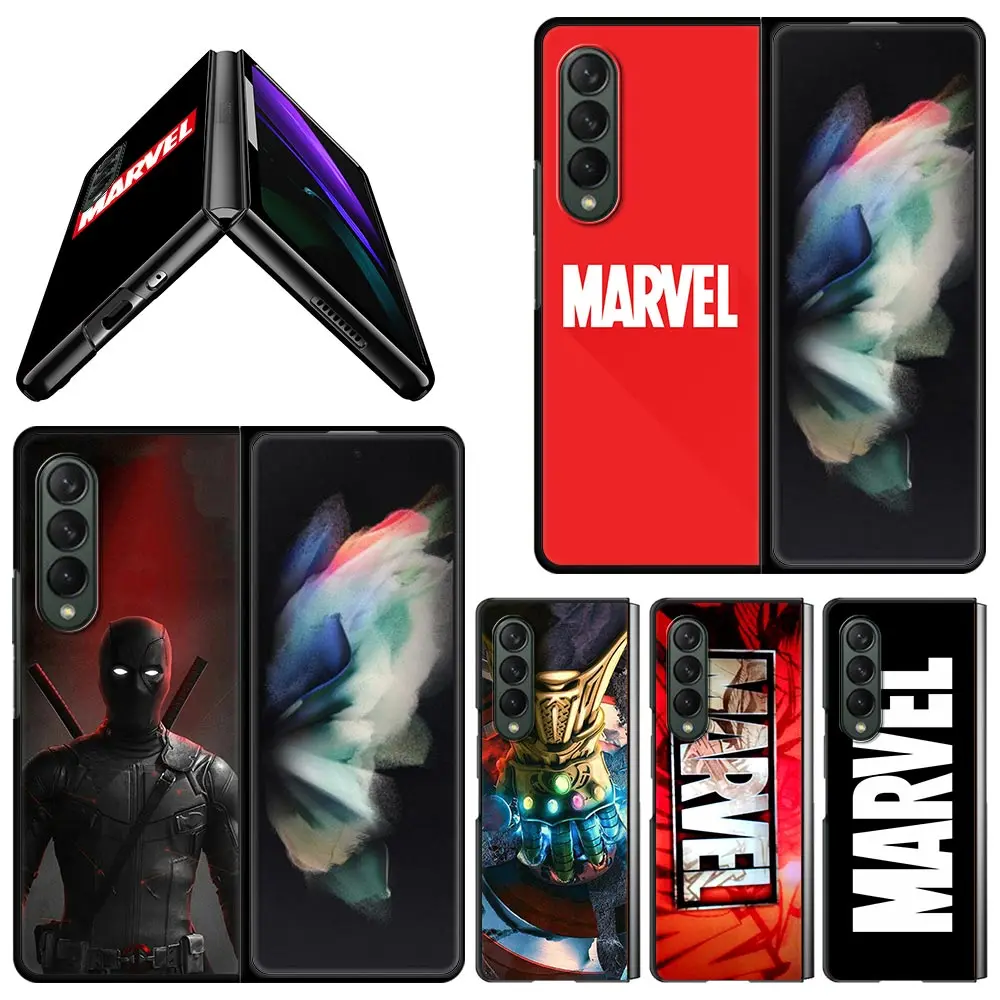 

Smartphone Case For Samsung Z Fold3 5G Cases Black Hard Coque for Galaxy zfold3 Z Fold 3 Cover Marvel Avengers Comics