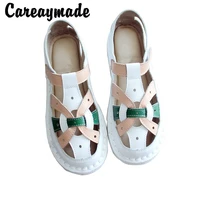careaymade summer new style literature and art retro womens shoesoriginal hand made breathable genuine leather sandals