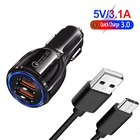 Кабель USB C автомобильное зарядное устройство с двумя USB QC 3,0 адаптер для быстрой зарядки телефона Samsung S21 S20 FE Ultra S10 S10E S9 S8 + A21S A31 A41