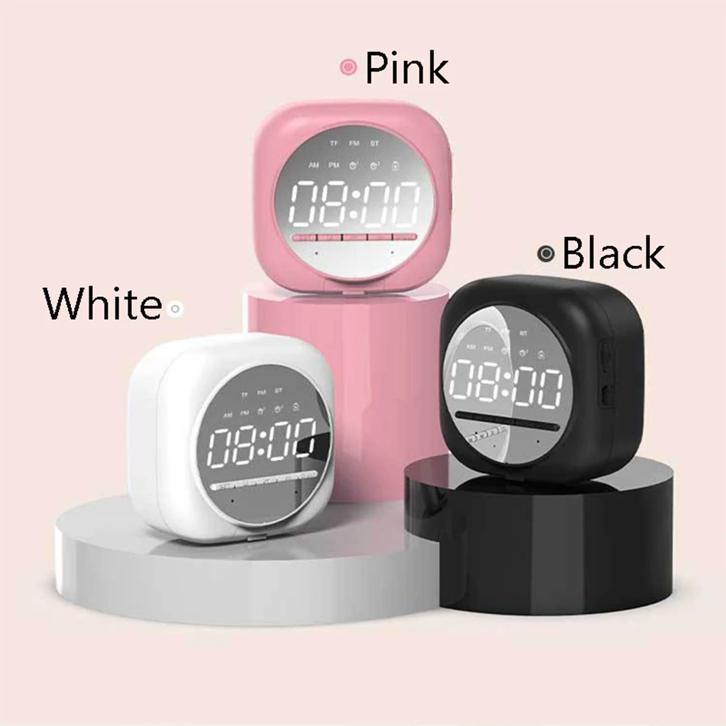

Brand New Smart Bluetooth Speaker Mirror Dual Alarm Clock Radio LED Portable Wireless Subwoofer Home Theater Ribbon Tweeter