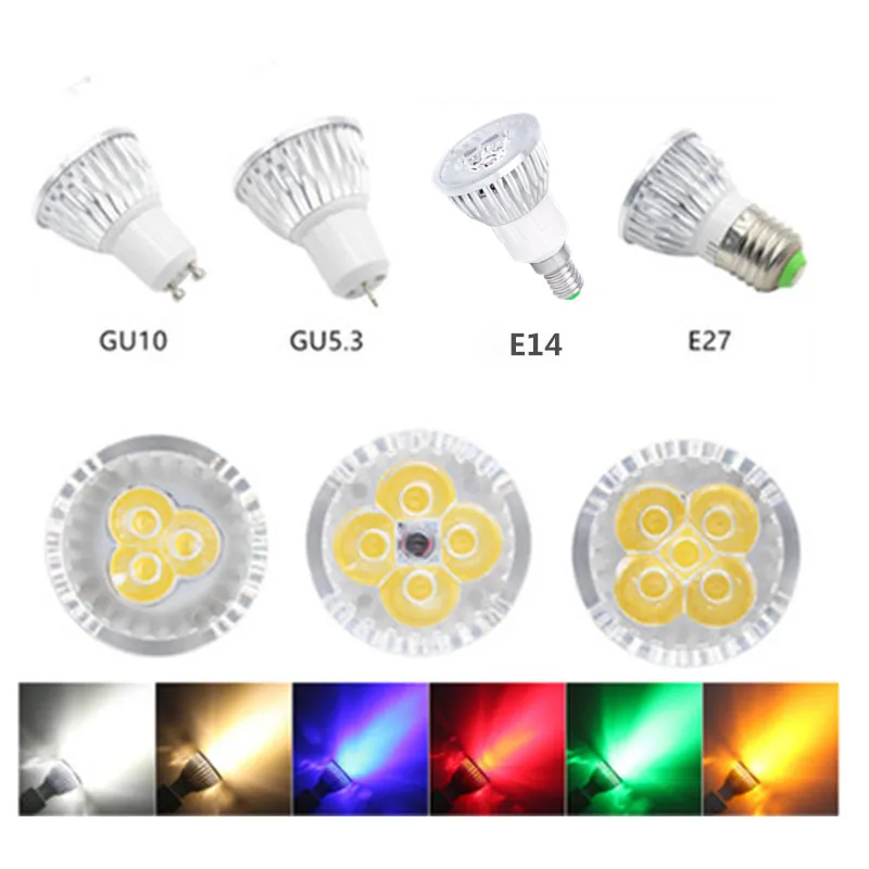 Led Bulb Spotlight 3W 4W 5W GU10 GU5.3 E27 E14 110V 220V Cold White Nature White 4000k Red Green Blue Yellow Dimmable Spot Light