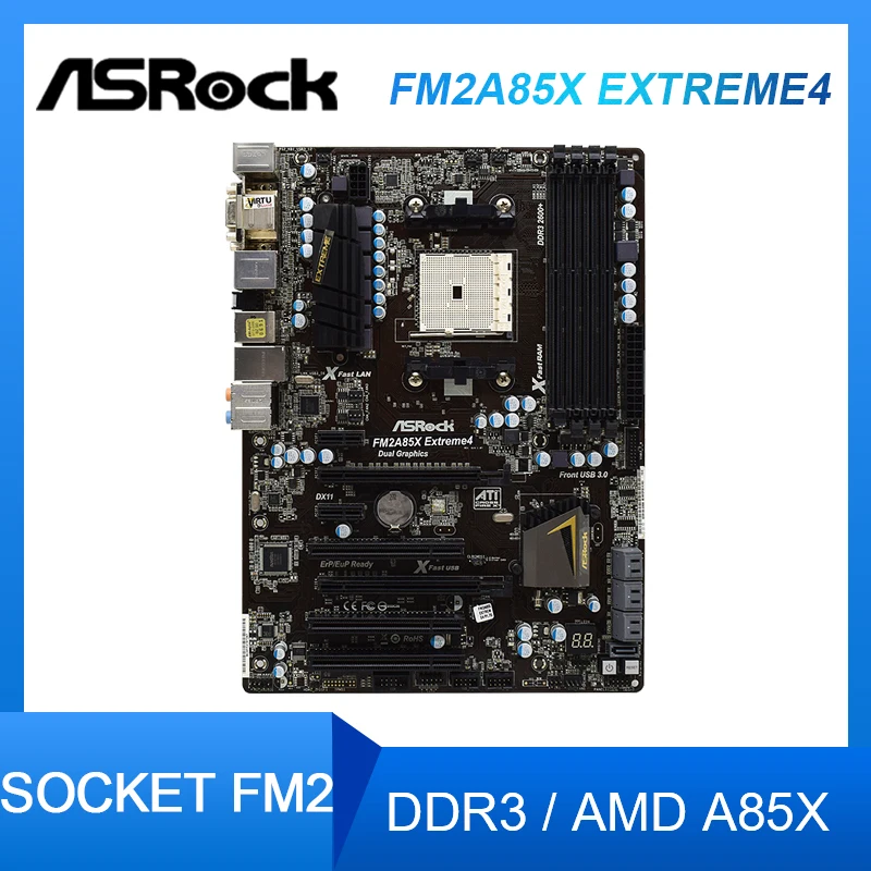 

For ASRock FM2A85X Extreme4 Motherboard Socket FM2 DDR3 64GB PCI-E 2.0 USB3.0 AMD A85X ATX Placa-mãe For AMD A10/A8/A6/A4 cpus
