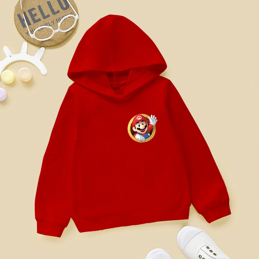 

Kawaii Clothes Boys/Girls Hooded Sweatshirts Kids Clothes Tops Children Harajuku Anime Cartoon Game Hoodies Super Mario Princess