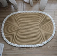 hemp lace cotton line mat porch floor mat door mat bathroom absorbent pad cream oval floor mat bath mat