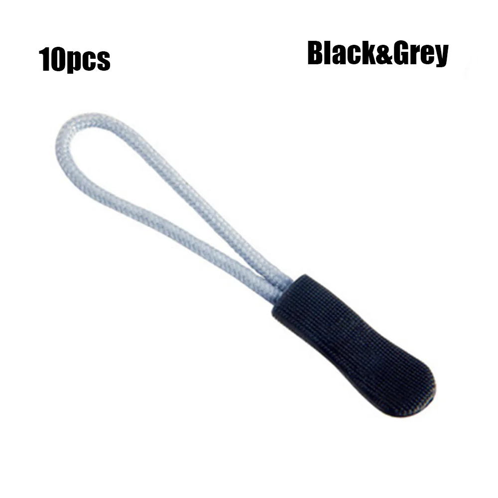 Black Grey 10 шт. фиксатор для троса на молнии, сменный зажим, инструмент для путешествий, чемодан, рюкзак для палатки - Цвет: Black Grey