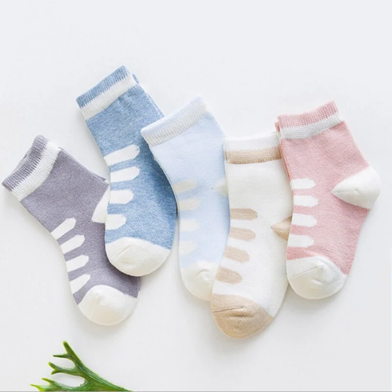 

5 Pairs/lot 0-3year Baby Cotton Floor Socks Anti-slip Boat Socks For Children 100% Organic Cotton For Kid With Four Season
