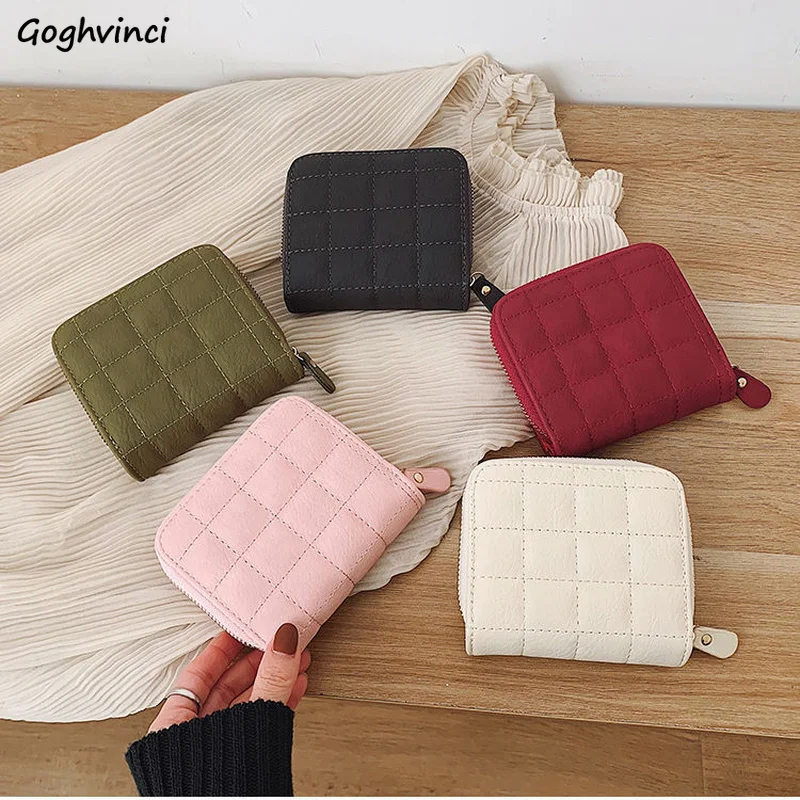 

Wallets Fashion Women Small Zipper Plaid Square Money Bag with Coin Purse Female Mini Light Weight Ladies Simple Versatile Bolsa