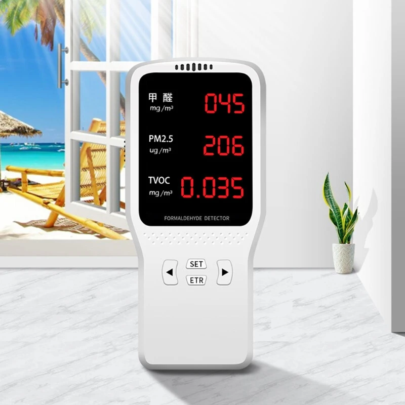 

Triple Infrared Air Quality Monitor PM2.5 Haze TVOC CO2 AQI Detector Portable Chargable Measuring Tools