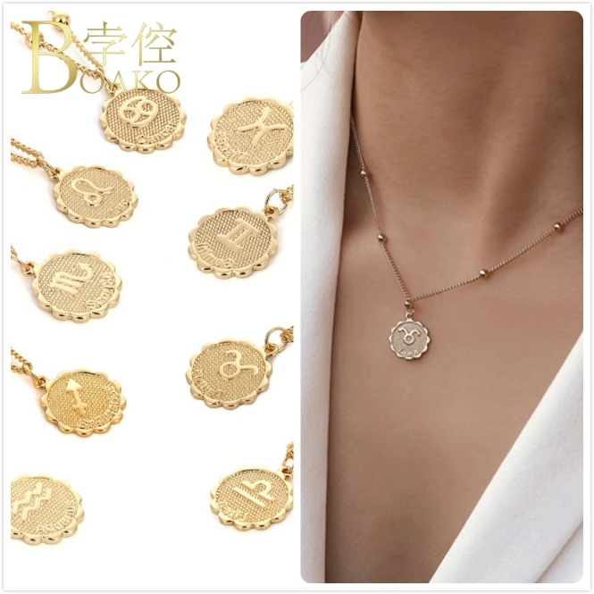 Рельефное ожерелье с созвездиями для женщин золотистый Зодиак зодиакальный