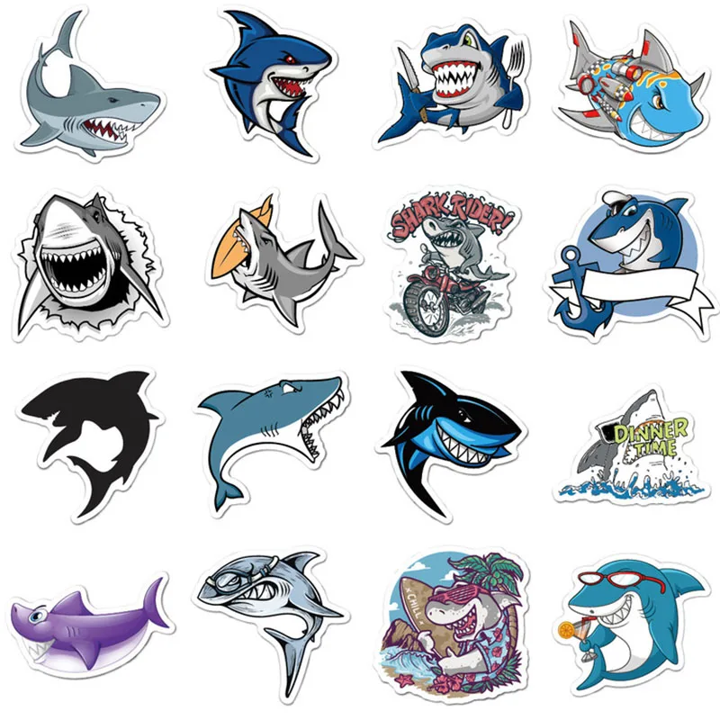 

10/30/50pcs Kids Cute Animal Shark Funny Stationery Stickers Waterproof Skateboard Suitcase Phone Luggage Laptop Classic Toys